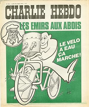 "CHARLIE HEBDO N°206 du 28/10/1974" Gébé : LE VÉLO A EAU ÇA MARCHE (Les Émirs aux abois)