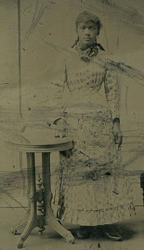 African American Teenage Girl in Pleated Dress Tintype