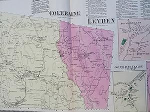 Coleraine & Leyden Franklin County Massachusetts 1871 F.W. Beers lithograph map
