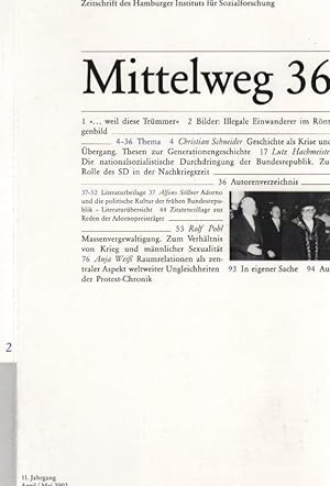 Immagine del venditore per Mittelweg 36 : Zeitschrift des Hamburger Instituts fr Sozialforschung; 2 / 2002. venduto da Schrmann und Kiewning GbR