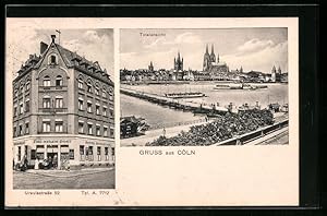 Ansichtskarte Köln, Gasthaus zur neuen Post, Ursulastrasse 52, Totalansicht