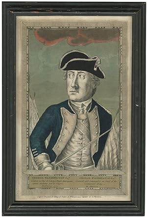 George Washington: Rare 1777 Revolutionary War Hand Colored Engraving