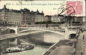 Bild des Verkufers fr Ansichtskarte / Postkarte Wien 1 Innere Stadt, Donaukanal mit Marienbrcke gegen Franz Josefs-Kai, Hotel Metropole zum Verkauf von akpool GmbH