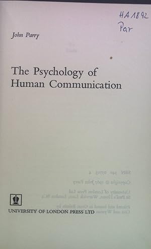 Bild des Verkufers fr The Psychology of Human Communication. zum Verkauf von books4less (Versandantiquariat Petra Gros GmbH & Co. KG)