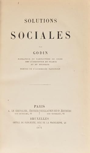 Image du vendeur pour Solutions sociales. mis en vente par Bonnefoi Livres Anciens