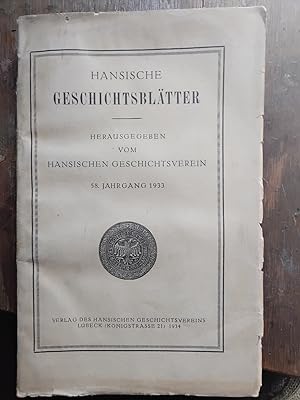 Bild des Verkufers fr Hansische Geschichtsbltter 58.Jahrgang 1933 zum Verkauf von Windau Antiquariat