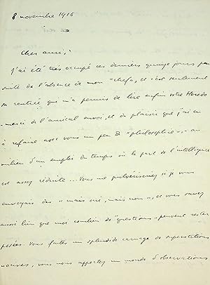 Seller image for lettre autographe sign�e � L�on DAUDET sur son livre L'H�r�do for sale by Librairie � la Demi-Lune