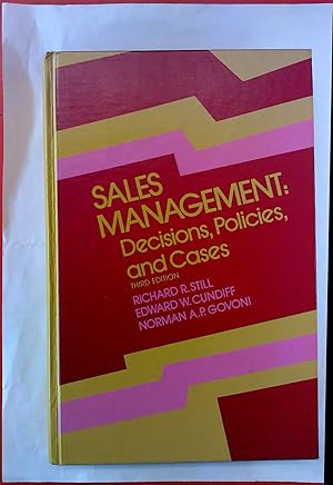 Imagen del vendedor de Sales Management: Decisions Policies and Cases - Third Edition. a la venta por biblion2