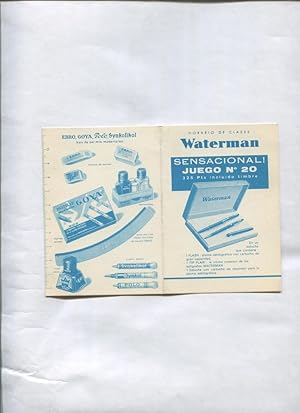 Seller image for Propaganda con horario de clase de la firma WATERMAN for sale by EL BOLETIN