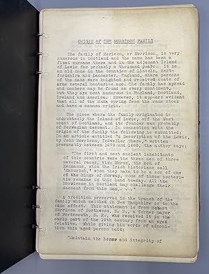 Typescript Genealogy and History of the Morison Family of Scotland and the American South