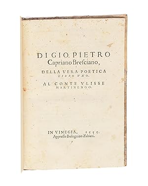 Bild des Verkufers fr Della vera poetica libro uno. Al Conte Ulisse Martinengo zum Verkauf von Maggs Bros. Ltd ABA, ILAB, PBFA, BA