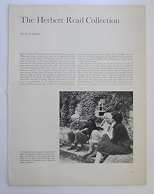Imagen del vendedor de Malcolm Easton. The Herbert Read Collection. Extracted from The Connoisseur, May 1970, pp.15-23. a la venta por Roe and Moore