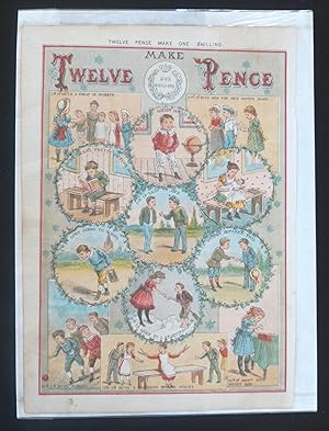 Lost One Penny When Going to School. Twelve Pence Make One Shilling. Original Chromolithography