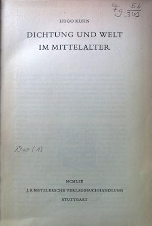 Bild des Verkufers fr Dichtung und Welt im Mittelalter. zum Verkauf von books4less (Versandantiquariat Petra Gros GmbH & Co. KG)