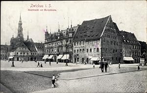 Bild des Verkufers fr Ansichtskarte / Postkarte Zwickau in Sachsen, Hauptmarkt mit Marienkirche, Apotheke, Kruter Gewlbe zum Verkauf von akpool GmbH