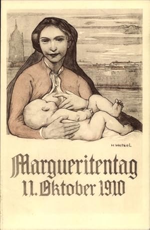 Künstler Ansichtskarte / Postkarte Weizel, H., Margueritentag 1910, Gesunde Kinder, starkes Volk