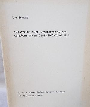 Seller image for Anstze zu einer Interpretation der altschsischen Genesisdichtung iii, 2 for sale by Antiquariat Zinnober