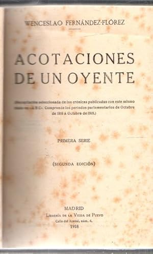 Imagen del vendedor de Acotaciones de un oyente. Primera serie . a la venta por Librera Astarloa