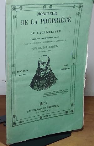 Bild des Verkufers fr MONITEUR DE LA PROPRIETE ET DE L AGRICULTURE - DECEMBRE 1839 zum Verkauf von Livres 113