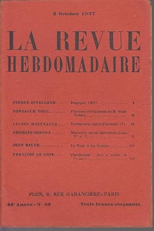 Seller image for La Revue Hebdomadaire N 40 - 2 Octobre 1937 for sale by CANO