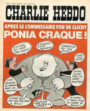 "CHARLIE HEBDO N°239 du 11/6/1975" WOLINSKI : PONIA CRAQUE !