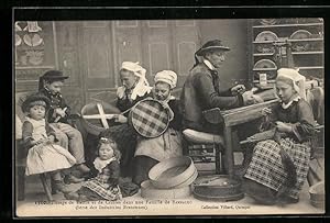 Carte postale Bannalec, Tissage de Tamis et de Cribles dans une Famille, Teppichherstellung in de...