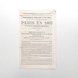 Prospectus de souscription pour l'ouvrage "Paris en 1867, Guide à l'Exposition Universelle".