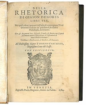 Della rhetorica [.] libri tre, ne' quali, oltra i precetti dell'arte, si contengono Vinti Oration...