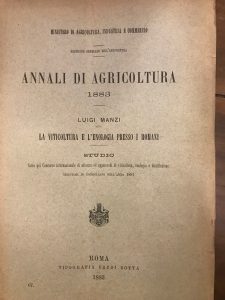 Image du vendeur pour ANNALI DI AGRICOLTURA 1883. LA VITICOLTURA E L'ENOLOGIA PRESSO I ROMANI, STUDIO. mis en vente par AL VECCHIO LIBRO