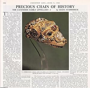 Seller image for The Cavendish Family Jewellery. Several pictures and accompanying text, removed from an original issue of Country Life Magazine, 1983. for sale by Cosmo Books
