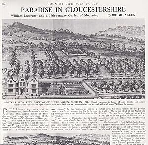 Seller image for William Lawrence and a 17th Century Garden of Mourning: Shurdington, Gloucestershire. Several pictures and accompanying text, removed from an original issue of Country Life Magazine, 1984. for sale by Cosmo Books