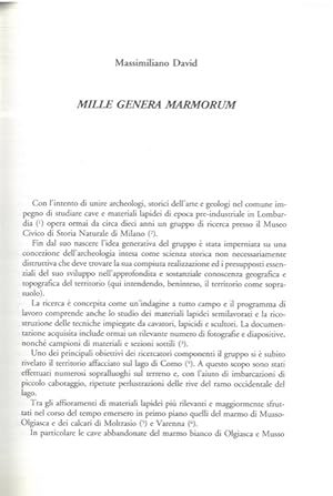 Seller image for Mille genera marmorum. for sale by Libreria Piani