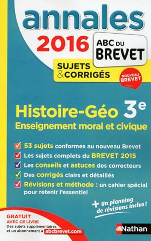 Histoire - géographie 3e 2016 sujets et corrigés - Grégoire pralon