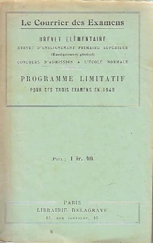 Brevet  l mentaire. Programme limitatif 1940 - Inconnu