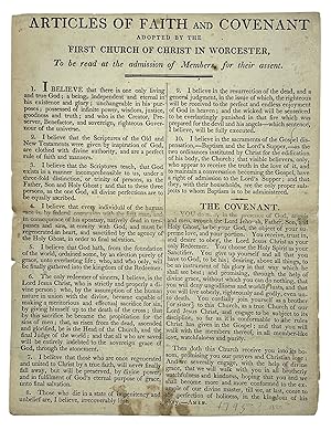 Articles Of Faith And Covenant Adopted By The First Church Of Christ In Worcester, To Be Read At ...