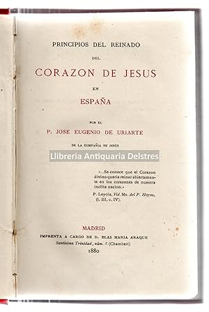 Imagen del vendedor de Principios del reinado del Corazn de Jesus en Espaa. a la venta por Llibreria Antiquria Delstres