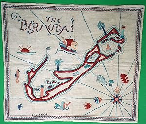 The Bermudas Hand-Stitched c1938 Island Map