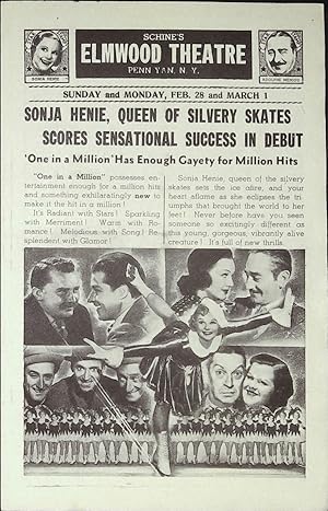 Immagine del venditore per One in a Million Local Theater Herald 1936 Sonja Henie, Adolphe Menjou venduto da AcornBooksNH