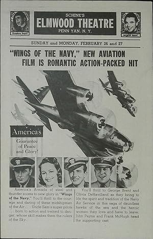 Seller image for Wings of the Navy Local Theater Herald 1939 George Brent, Olivia de Havilland, John Payne for sale by AcornBooksNH