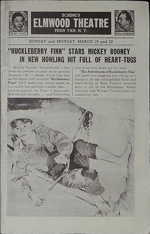 Imagen del vendedor de The Adventures of Huckleberry Finn Local Theater Herald 1939 Mickey Rooney a la venta por AcornBooksNH