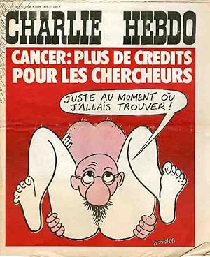 "CHARLIE HEBDO N°277 du 4/3/1976" WOLINSKI : CANCER plus de crédit pour les chercheurs