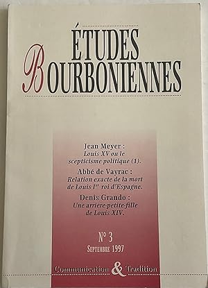 Image du vendeur pour ETUDES BOURBONIENNES No 3 mis en vente par Chris Barmby MBE. C & A. J. Barmby