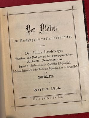 Der Psalter, im Auszuge metrisch bearbeitet.