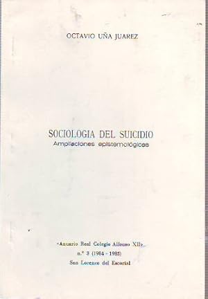 Imagen del vendedor de SOCIOLOGA DEL SUICIDIO. AMPLIACIONES EPISTEMOLGICAS. a la venta por Libros Ambig