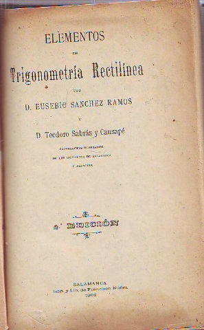 Seller image for ELEMENTOS DE TRIGONOMETRIA RECTILINEA. for sale by Libros Ambig