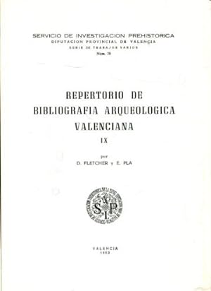 Imagen del vendedor de REPERTORIO DE BIBLIOGRAFA ARQUEOLGICA VALENCIANA. TOMO IX. a la venta por Libros Ambig