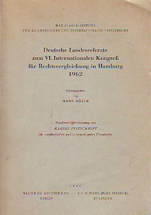 Image du vendeur pour DEUTSCHE LANDESREFERATE ZUM VI. INTERNATIONALEN KONGRESS FR RECHTSVERGLEICHUNG IN HAMBURG 1962. mis en vente par Libros Ambig