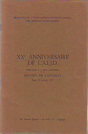 Seller image for XX ANNIVERSAIRE DE L' A.I.J.D. COMPTE RENDU DE LA SEANCE CONMMORATIVE  LA MAISON DE L'UNESCO. for sale by Libros Ambig