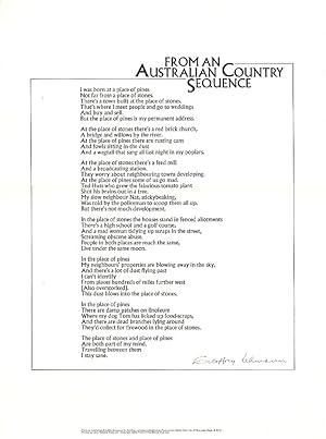 Seller image for From an Australian Country Sequence [Broadside] for sale by Arundel Books