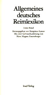 Bild des Verkufers fr Allgemeines deutsches Reimlexikon. (= Ferdinand Hempel). 2 Bnde. zum Verkauf von Fundus-Online GbR Borkert Schwarz Zerfa